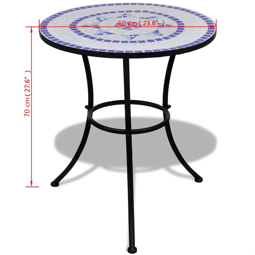 Tavolo da Bistrot Blu e Bianco 60 cm a Mosaico cod mxl 34549