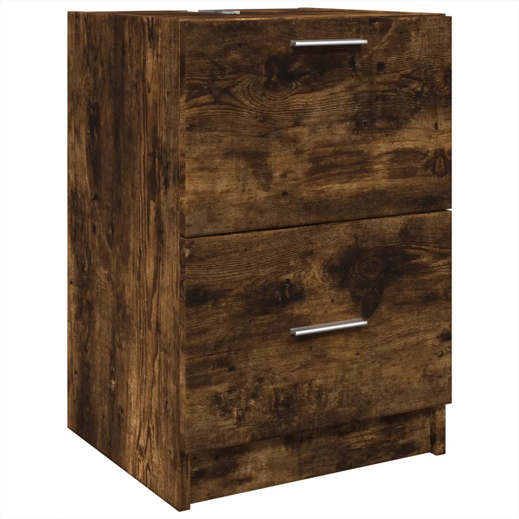 Mobile Lavabo-Armadietto da bagno Rovere Fumo 80x33x60 cm in Legno Multistrato 792820