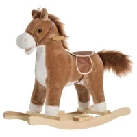 Cavallo a Dondolo Giocattolo con Suoni Realistici per Bambini 36-72 Mesi, Include 2 Batterie AA, Marrone