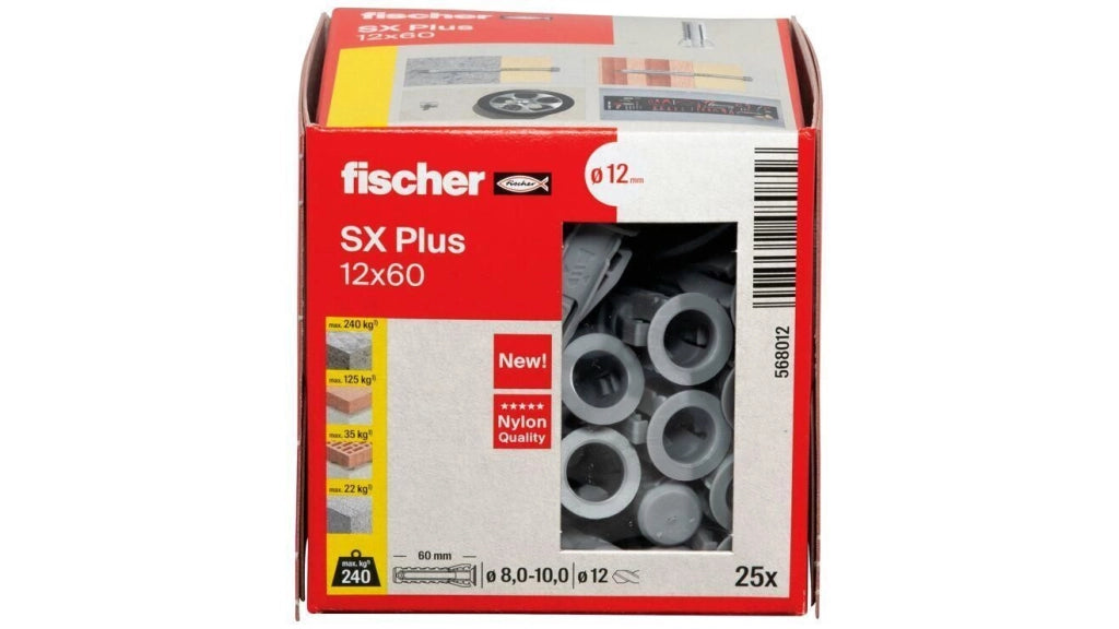 Fischer 568012 ancoraggio a vite e tassello 25 pz Tassello di espansione 60 mm