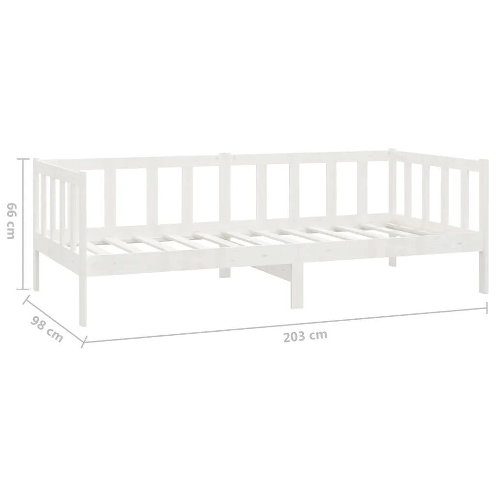 Divano Letto con Materasso 90x200 cm Bianco in Legno di Pino 3083625