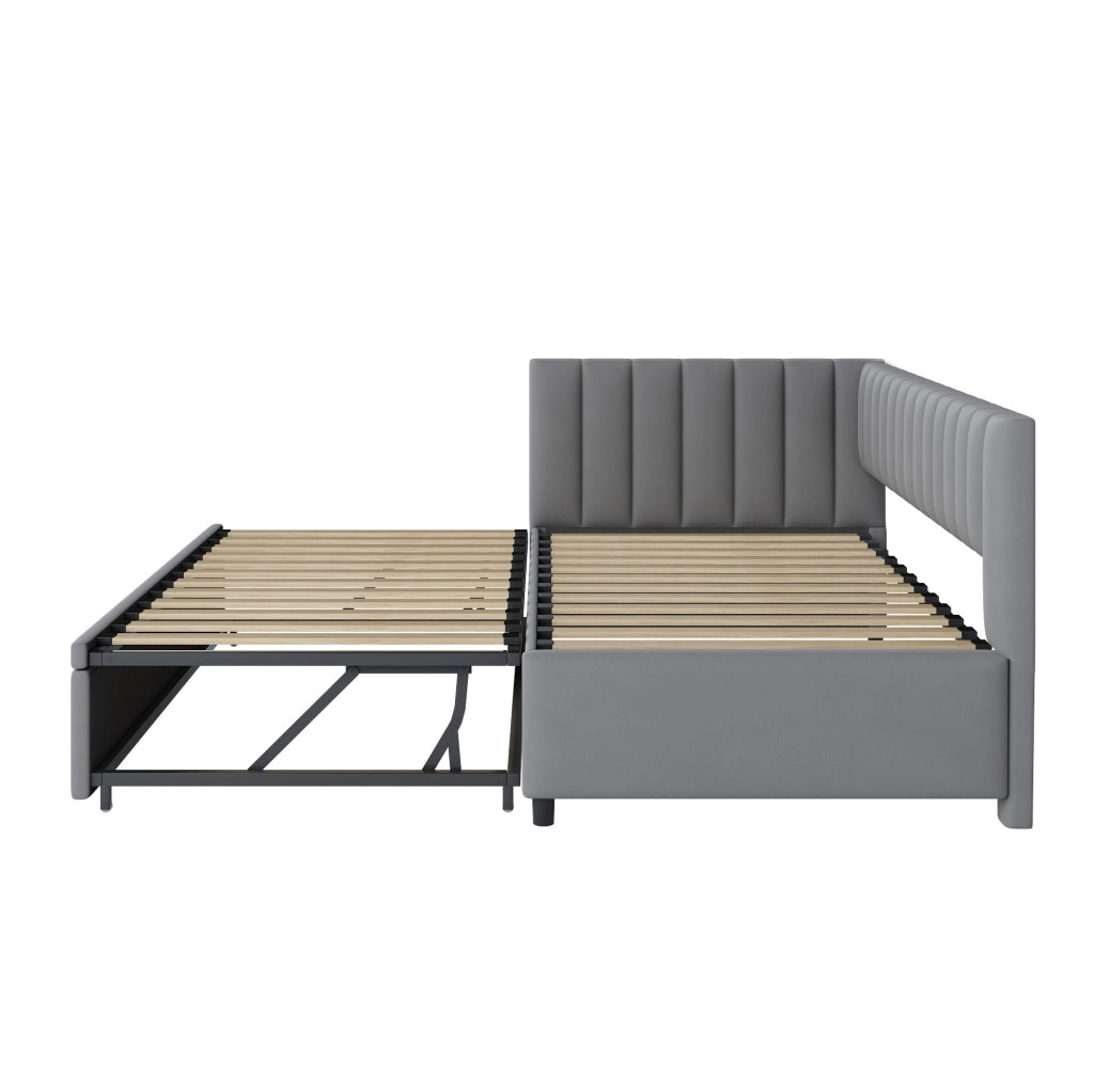 Divano letto L 90x200 cm estraibile; velluto; grigio