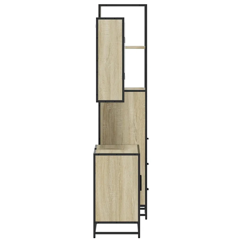 Set Mobili da Bagno 3 pz Rovere Sonoma in Legno Multistrato