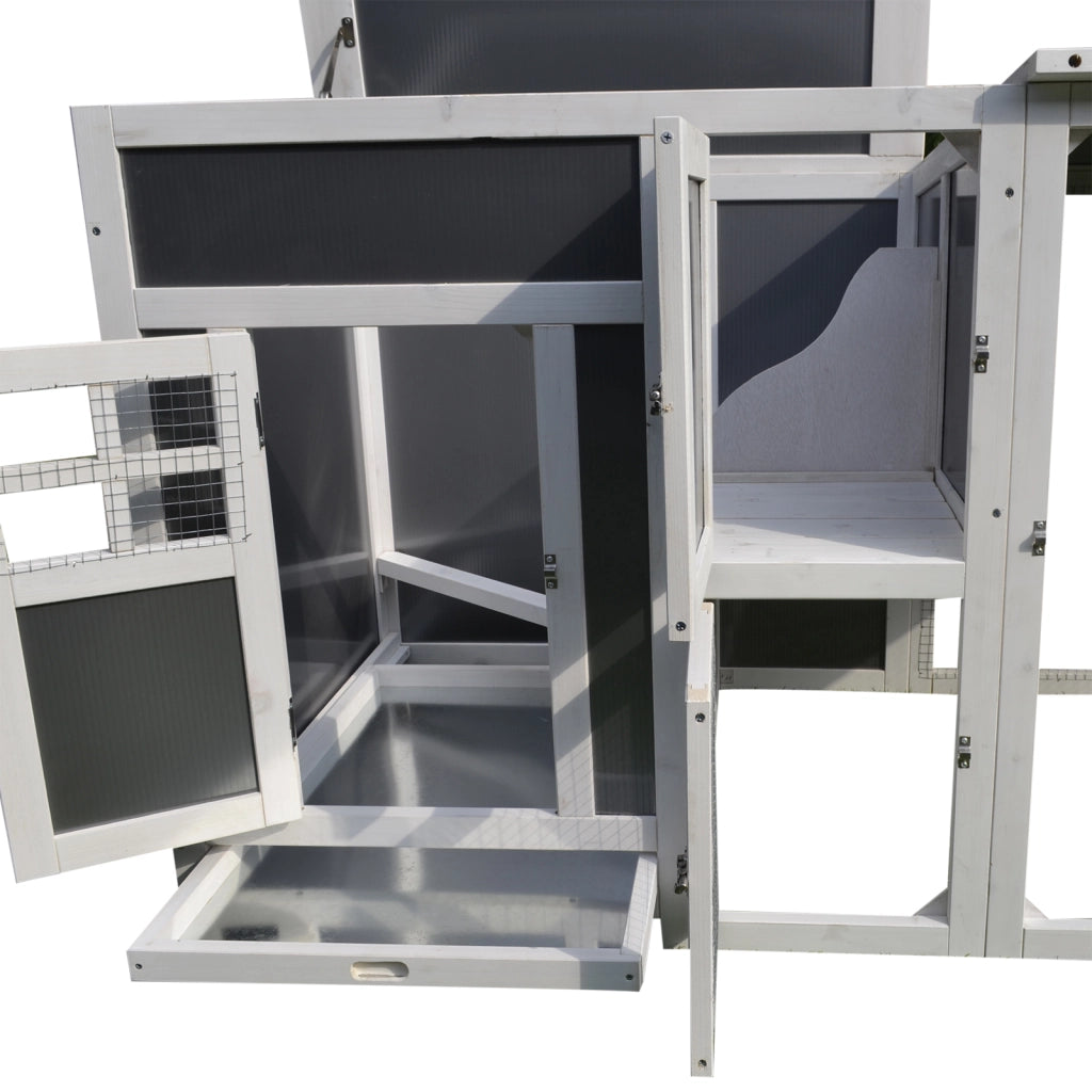 Pollaio per Galline ¨C zephmum ¨C Grigio e Bianco, Legno, 160x75x80 cm