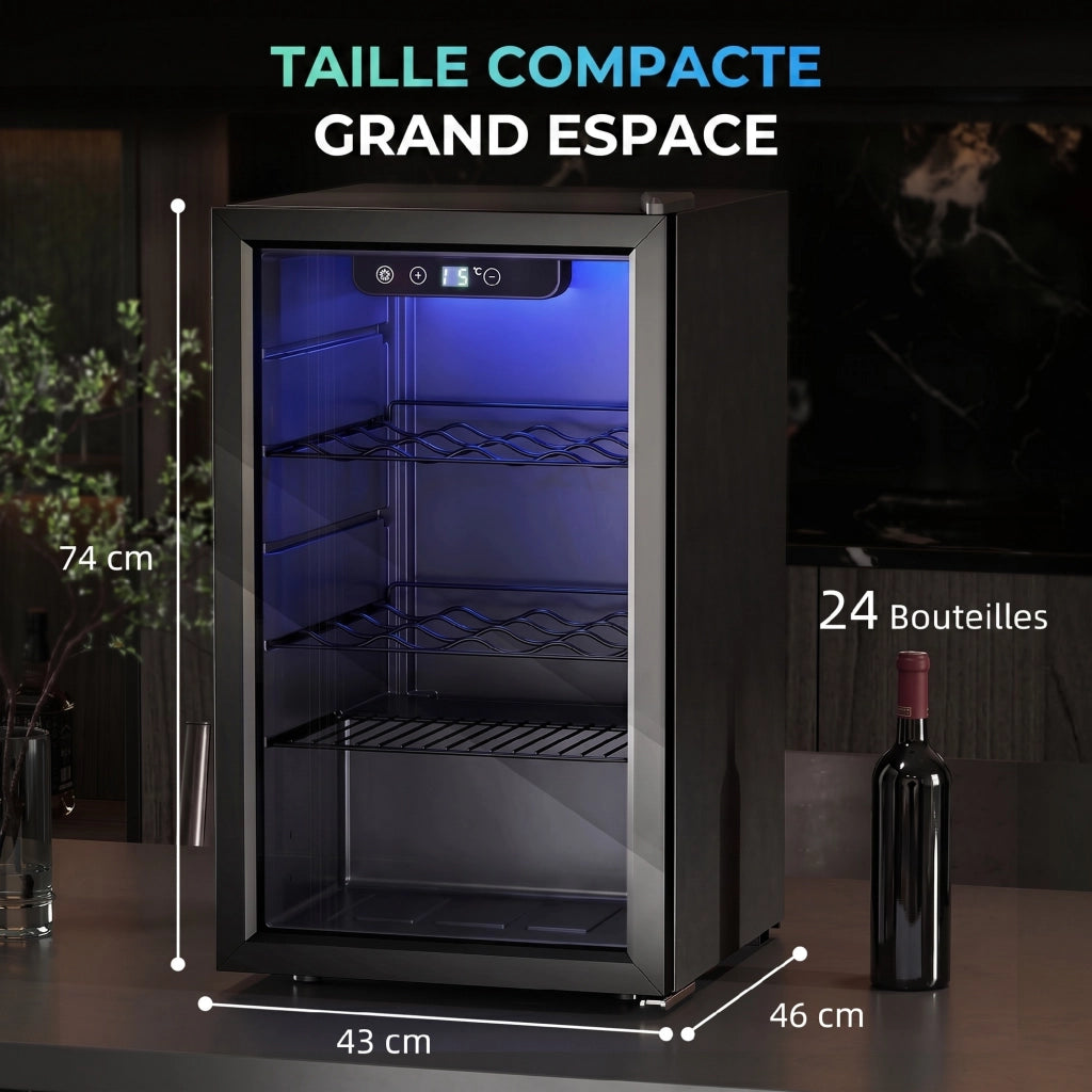 Cantinetta vino 24 bottiglie 68L ¨C Xylo ¨C Temperatura regolabile 4-16¡ãC, porta reversibile, nero