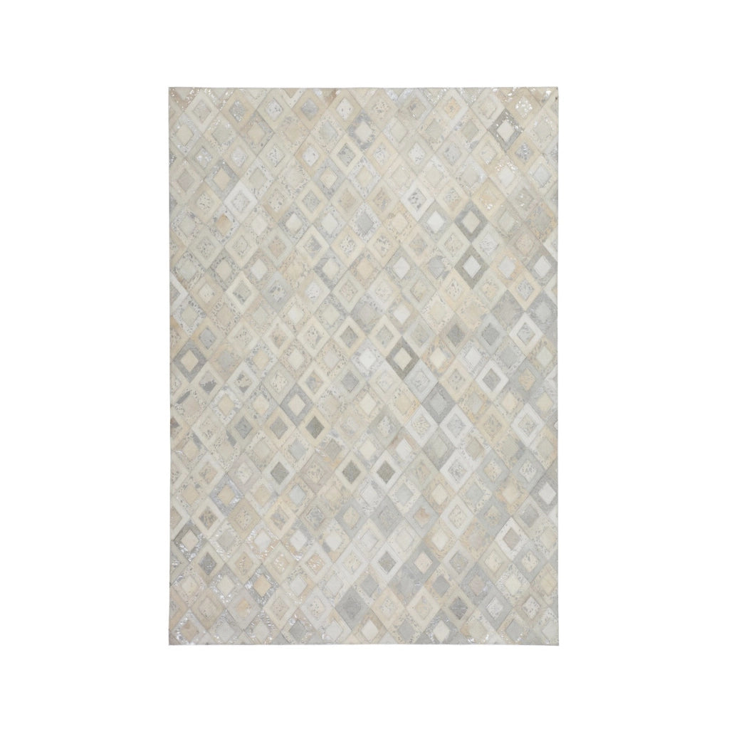 Tappeto in pelle Dazzle 100 grigio e argento in stile patchwork