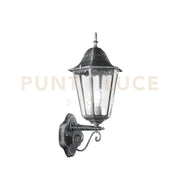 APPLIQUE UP FIRENZE NERA E SILVER 1 LUCE ATTACCO E27 IP44 20,5X28,5X51,8CM IN METALLO E VETRO