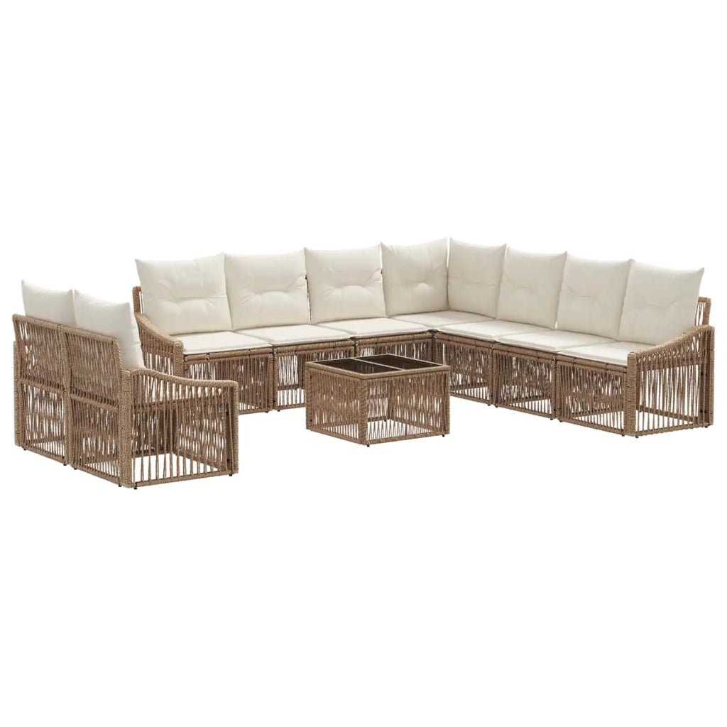 Set Divano da Giardino 10 pcs Beige polyrattan 3436050