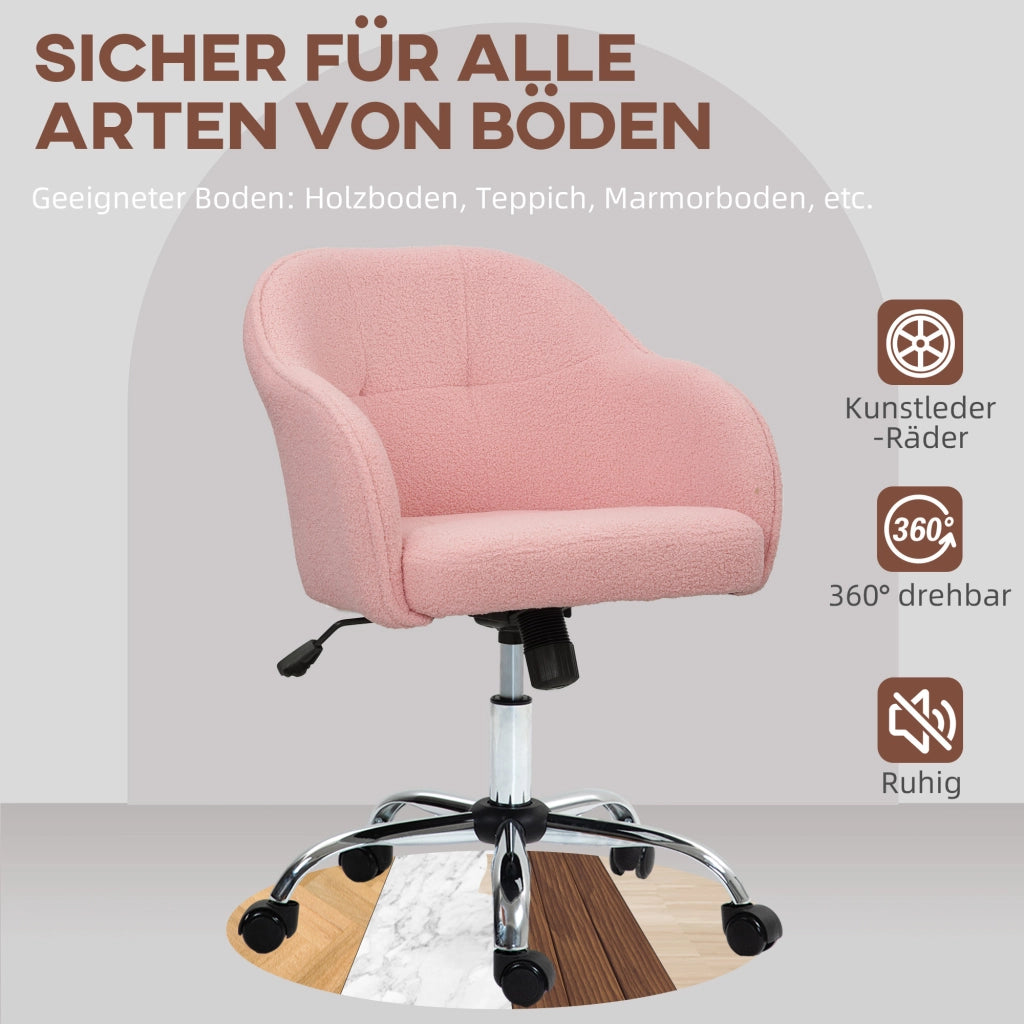 Sedia da ufficio ergonomica con basculante ¨C zephmum ¨C velluto rosa 56x61x86 cm