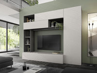 Parete Attrezzata Design Contemporaneo 277x40x210 cm Pratiko Ghisa e Pietra