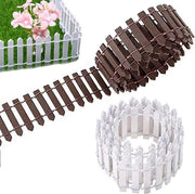 Miniatura di recinzione, 2 pezzi, 90 x 5 cm, recinzione per giardino, recinzione in legno, decorativa miniatura di recinzione, accessori per decorazione di giardino DIY (bianco, marrone)