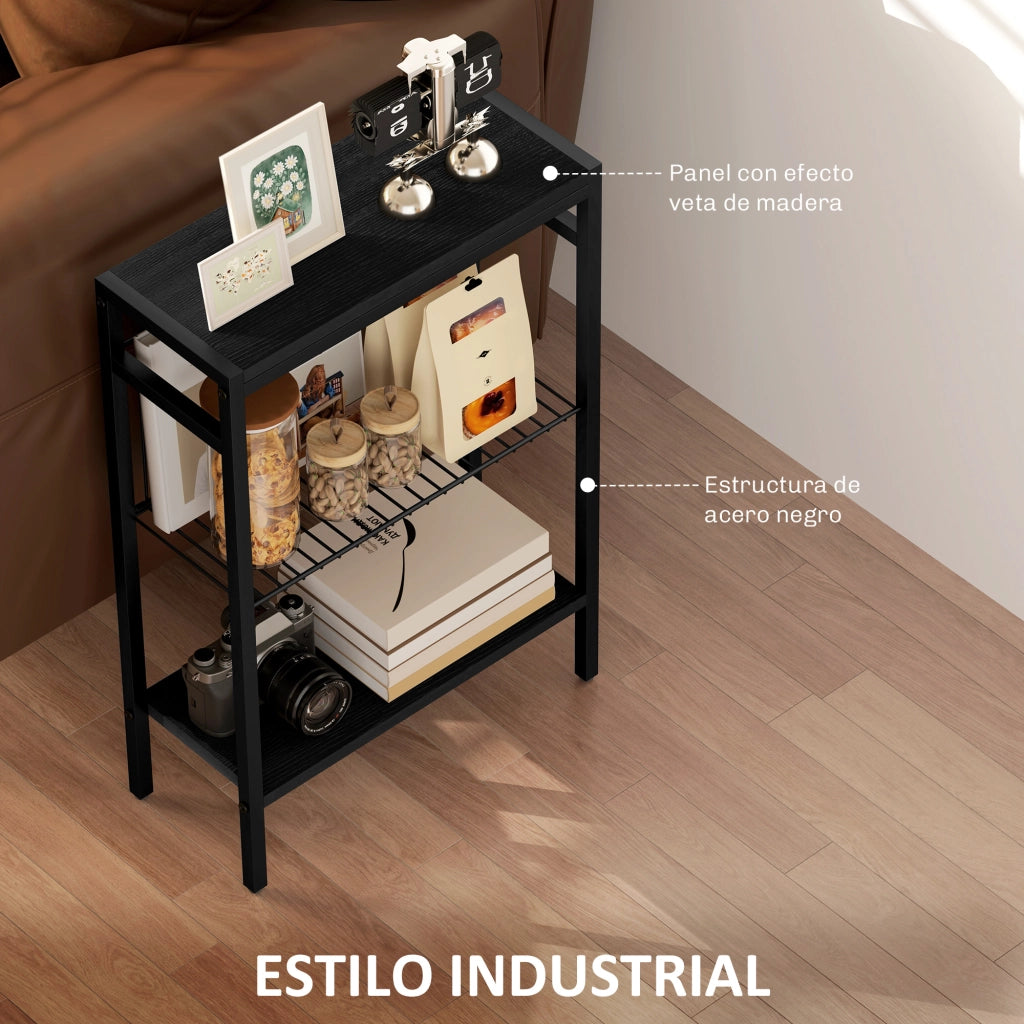Tavolino da salotto a 3 livelli ¨C zephmum ¨C Nero, metallo, 43x18x62,5cm
