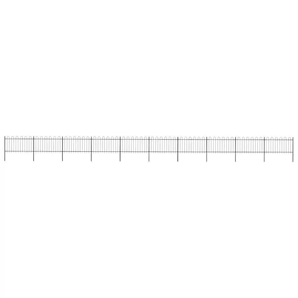 Recinzione da Giardino con Parte Superiore ad Anello in Acciaio 1673x100 cm Nero 277665
