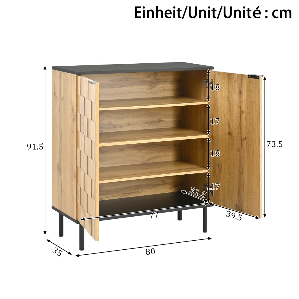 Scarpiera a 2 ante con ripiani regolabili per ingresso in truciolare 80×35×91.5 cm naturale