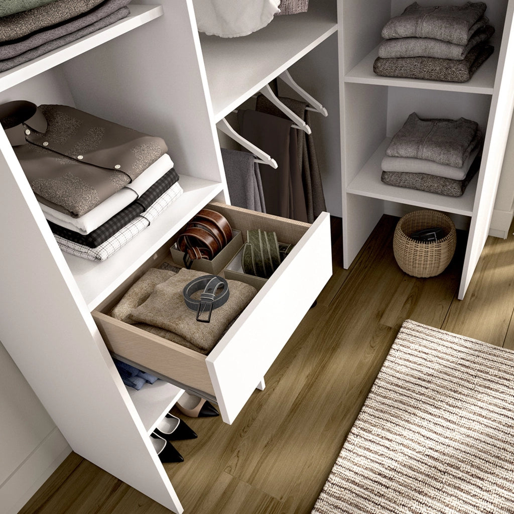 Armadio Camera da Letto Calist, Guardaroba Grande Modulabile, 79x185h cm Bianco