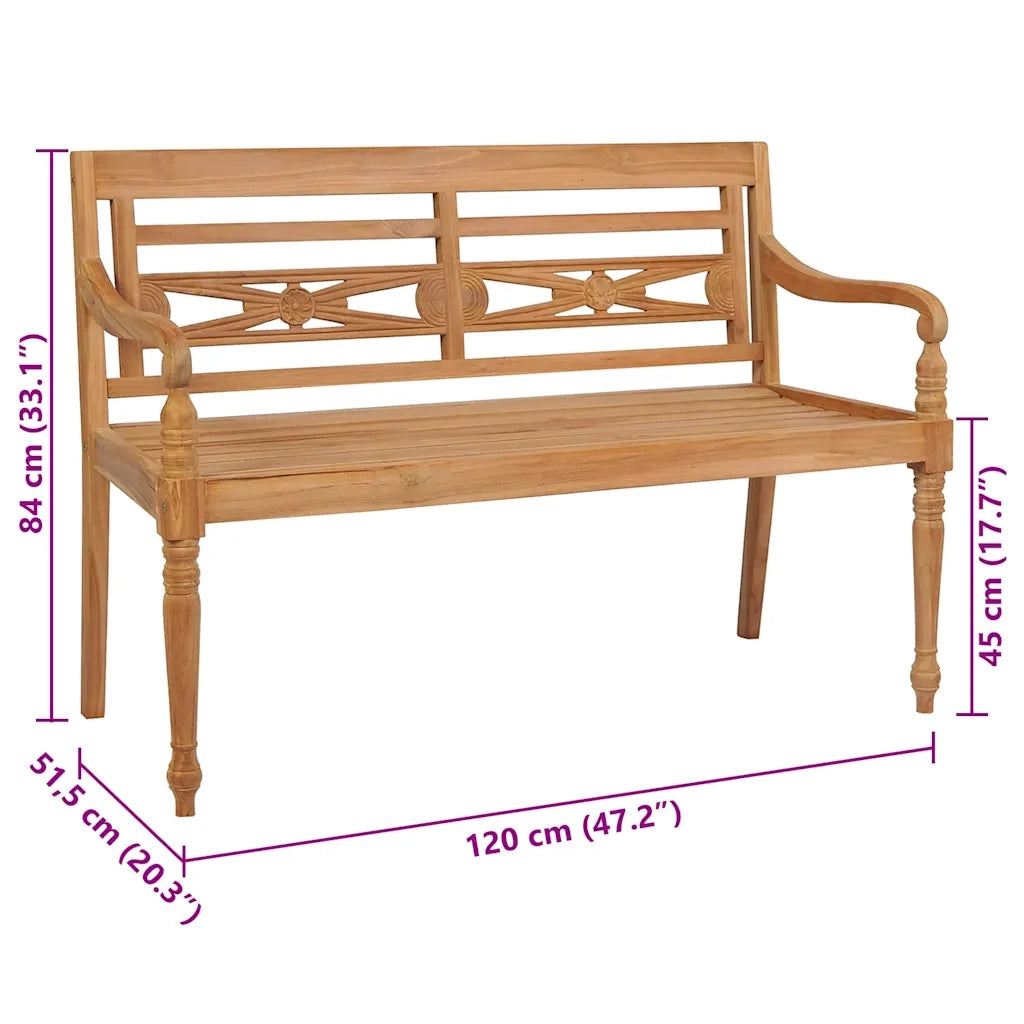 Panca Batavia con Cuscino Antracite 120 cm in Massello di Teak 3062154