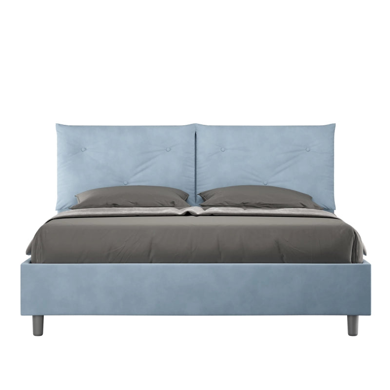 Letto imbottito Matrimoniale 160x190 cm Appia - Contenitore,Microfibra,Azzurro