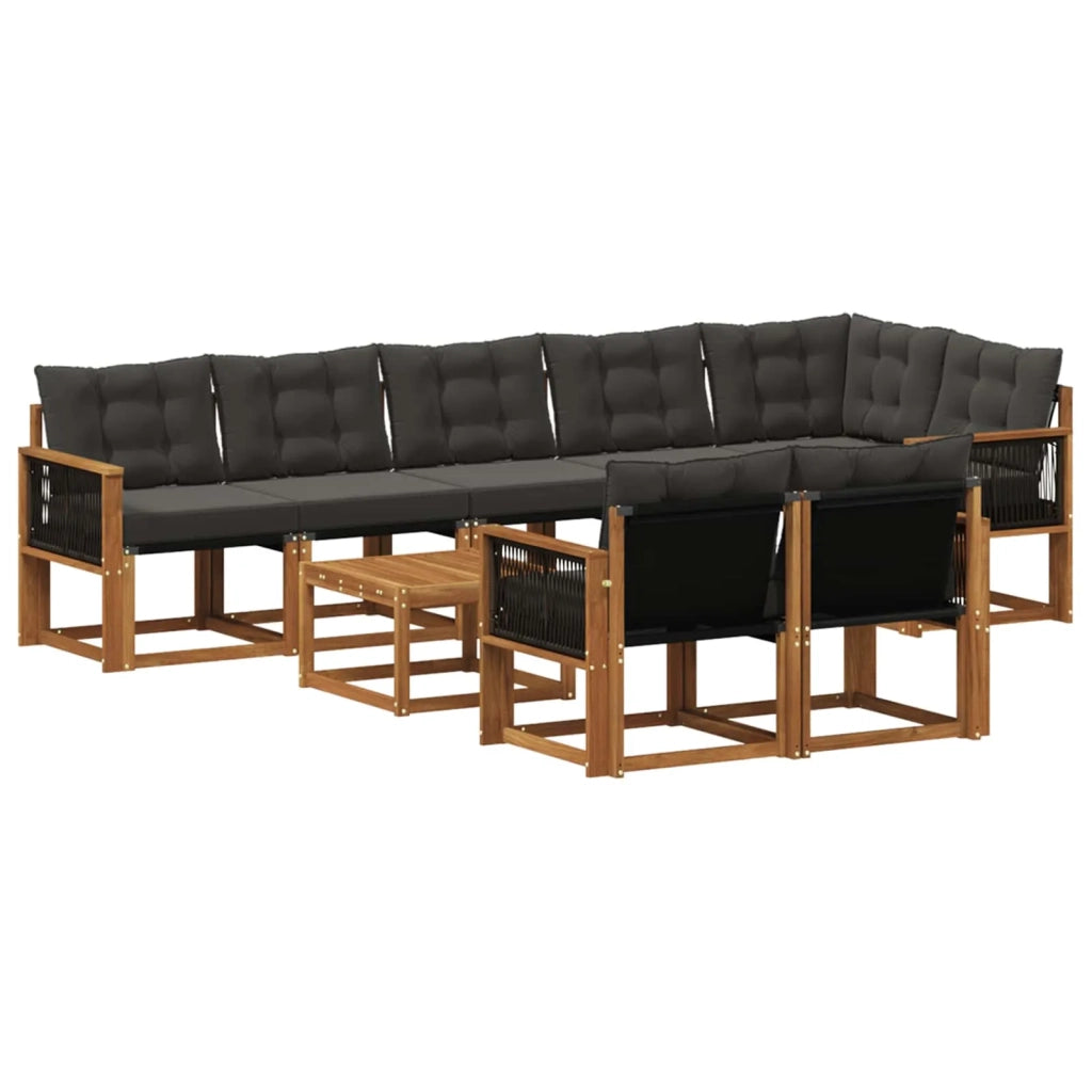Set di divani da esterno 9 pz Naturale e Nero 3382048