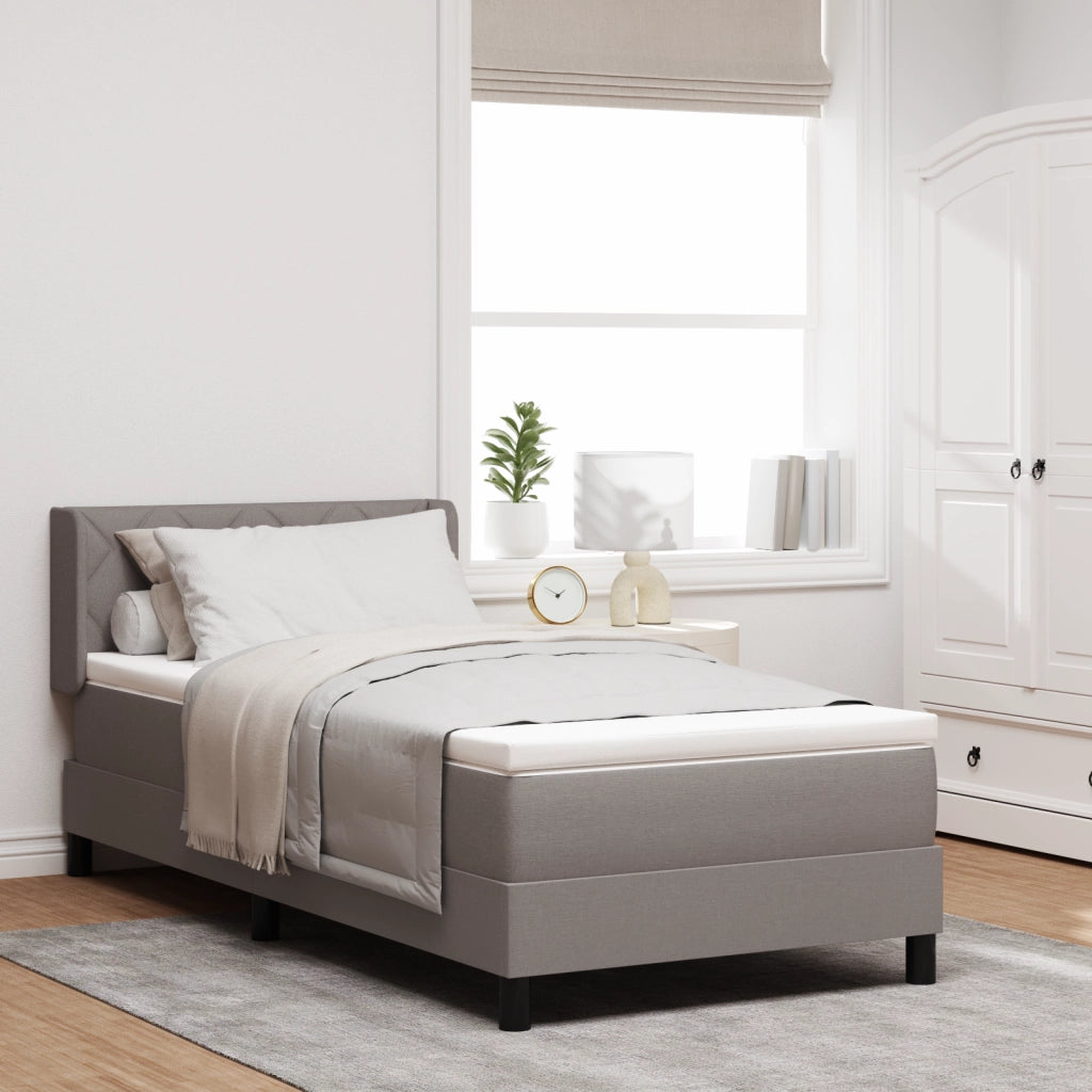 Letto con Box Spring e Materasso Tortora 90x200 cm in Tessuto