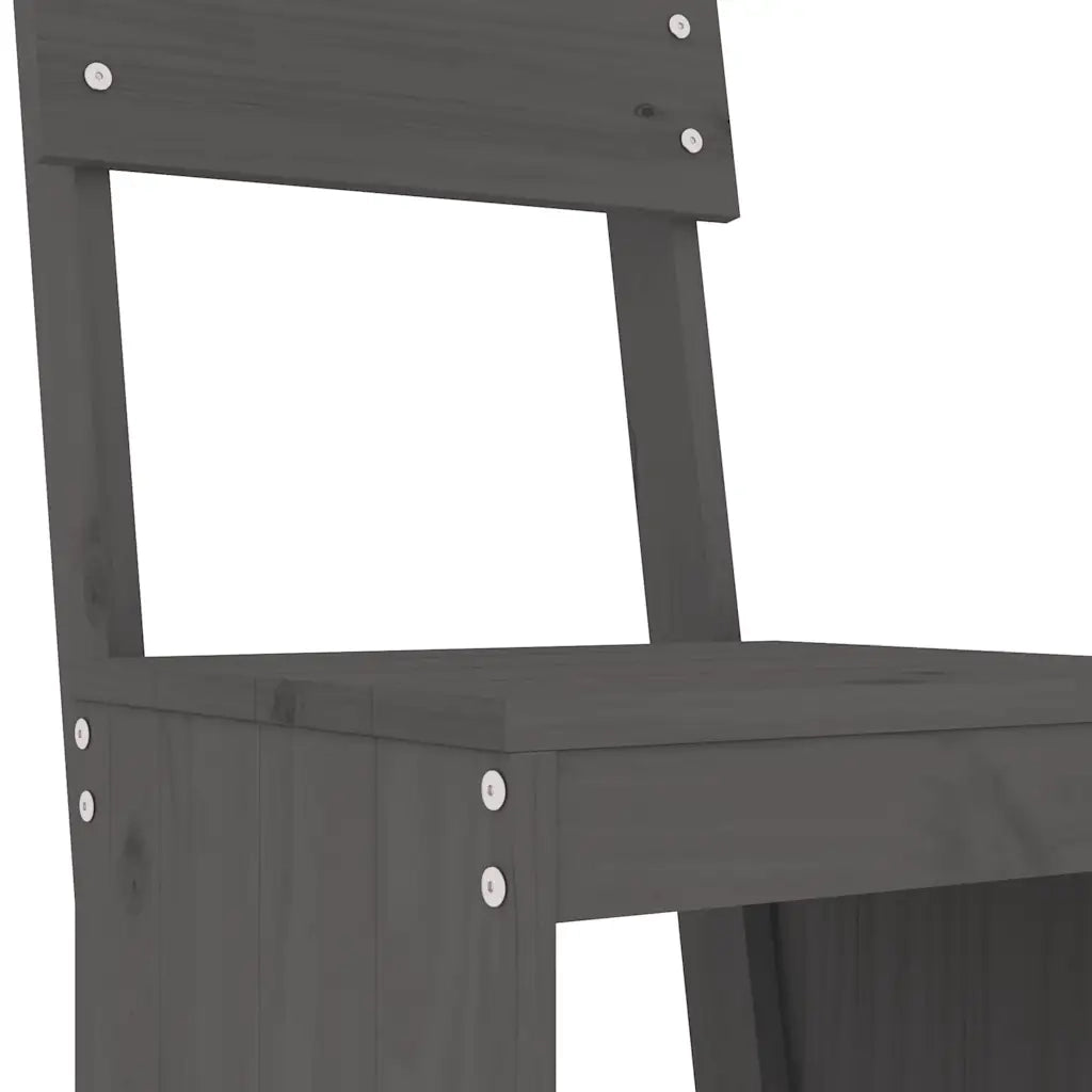 Set Bar da Giardino 3 pz | Set Salotto da Giardino Grigio in Legno Massello di Pino