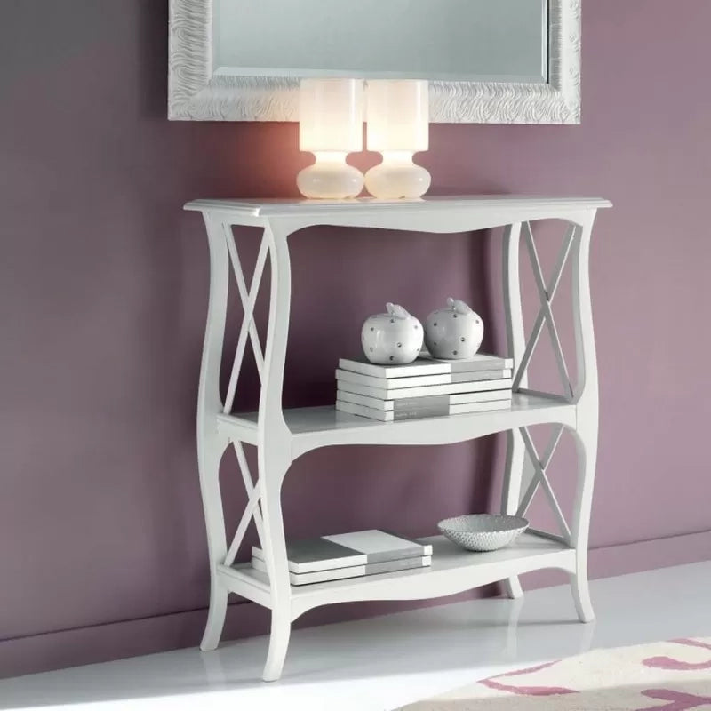 Consolle etagere legno bianco opaco l.82 p.34 h.91 (3032) - Mobili 2G