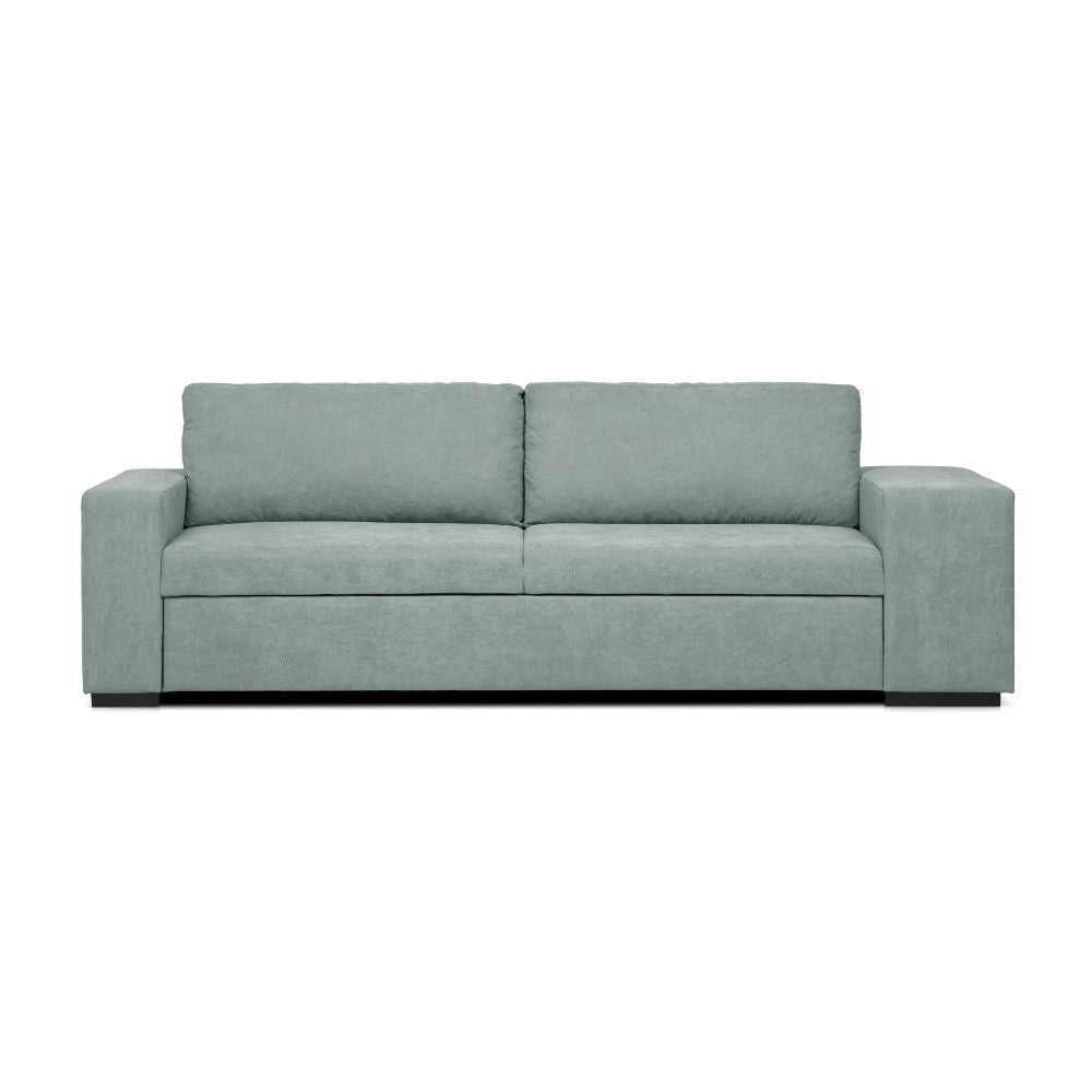 Divano letto Karponga 3 posti con 2 pouff in tessuto G0830 verde