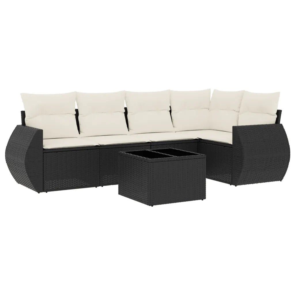 Set Divano da Giardino 6 pz con Cuscini Nero in Polyrattan 3253673