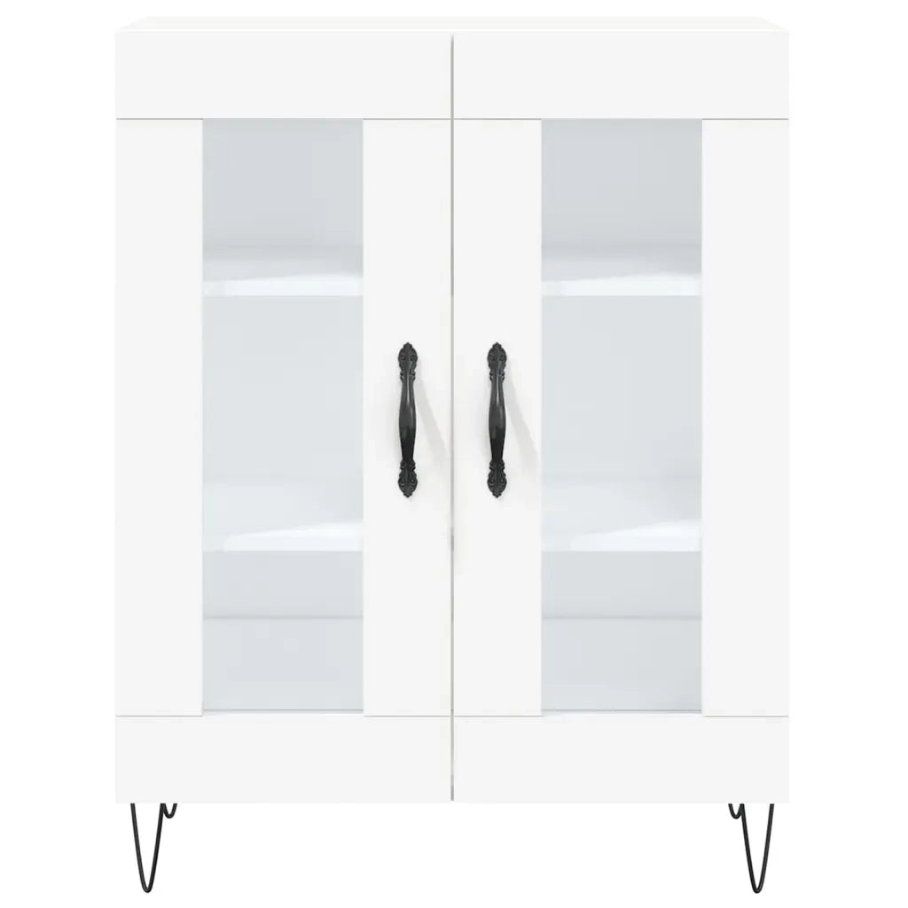 Credenza-Buffet-Armadio da cucina Bianca 69,5x34x180 cm in Legno Multistrato 293074