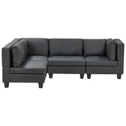 Divano componibile 4 posti imbottito in tessuto nero gambe nere schienale imbottito lato destro stile moderno
