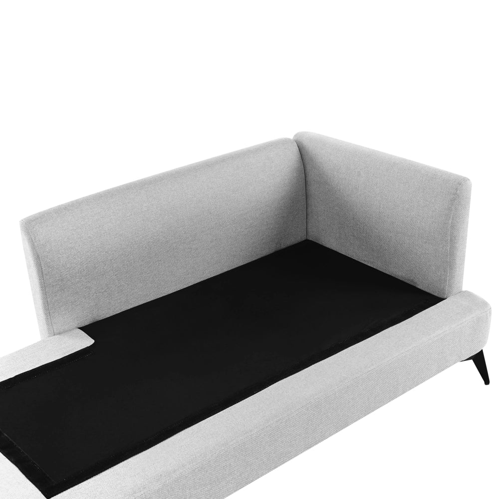 Chaise Lounge Grigio Chiaro Rivestimento in tessuto poliestere lato destro con cuscino decorativo Gambe in metallo Soggiorno di design moderno