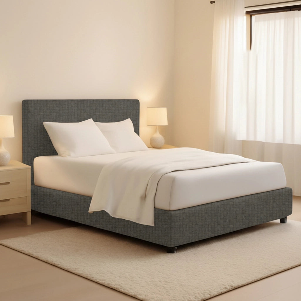 Lichfield, Letto Matrimoniale Sfoderabile Made in Italy, Grigio Tortora