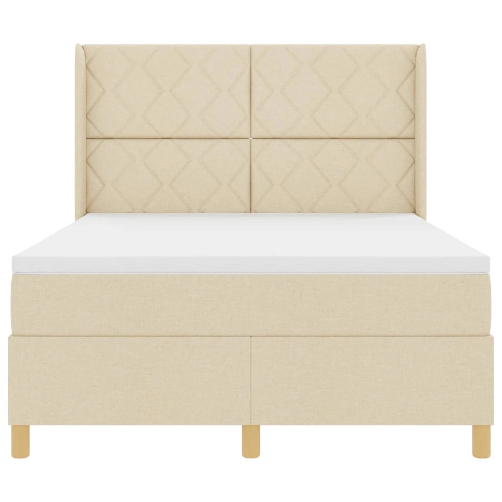 Letto a molle con materasso Crema 140 x 200 cm Tessuto 3343761