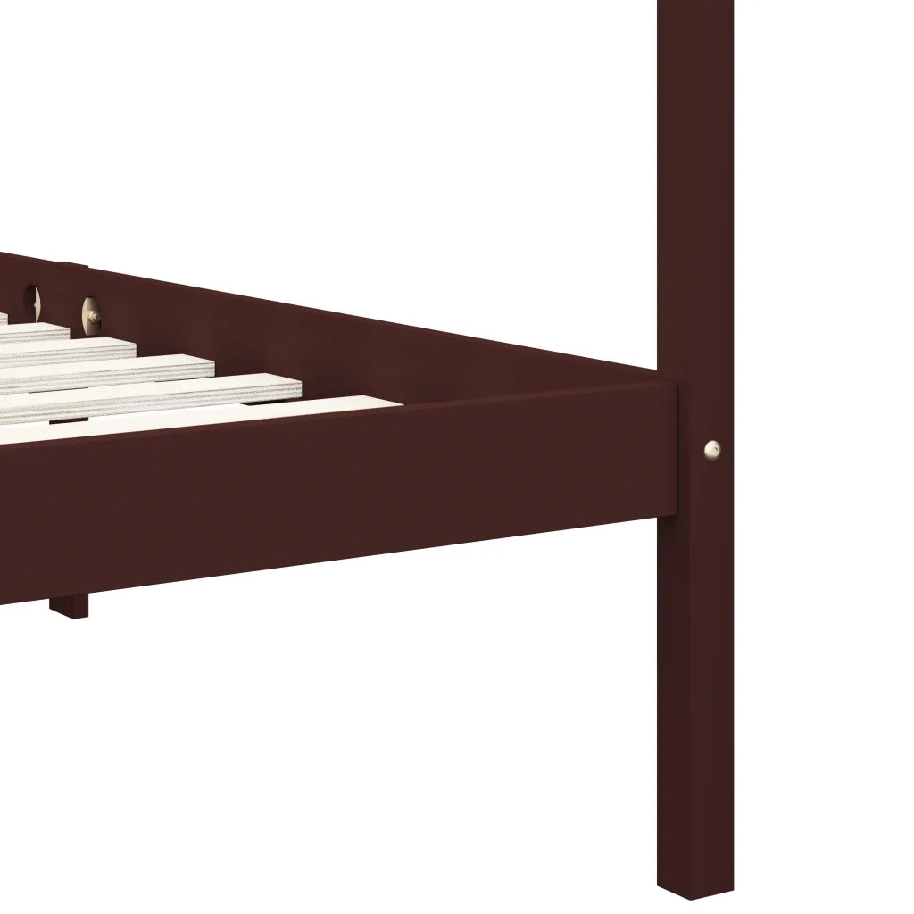 Giroletto con Baldacchino senza Materasso Marrone Pino 90x200cm 283268