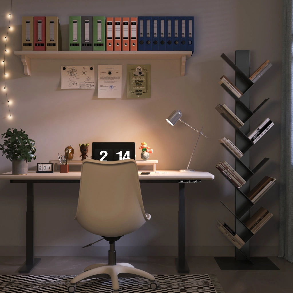 Libreria Eksjö a Forma di Albero Scaffale da Terra 150 x 39 x 39 cm - Nero [en.casa]
