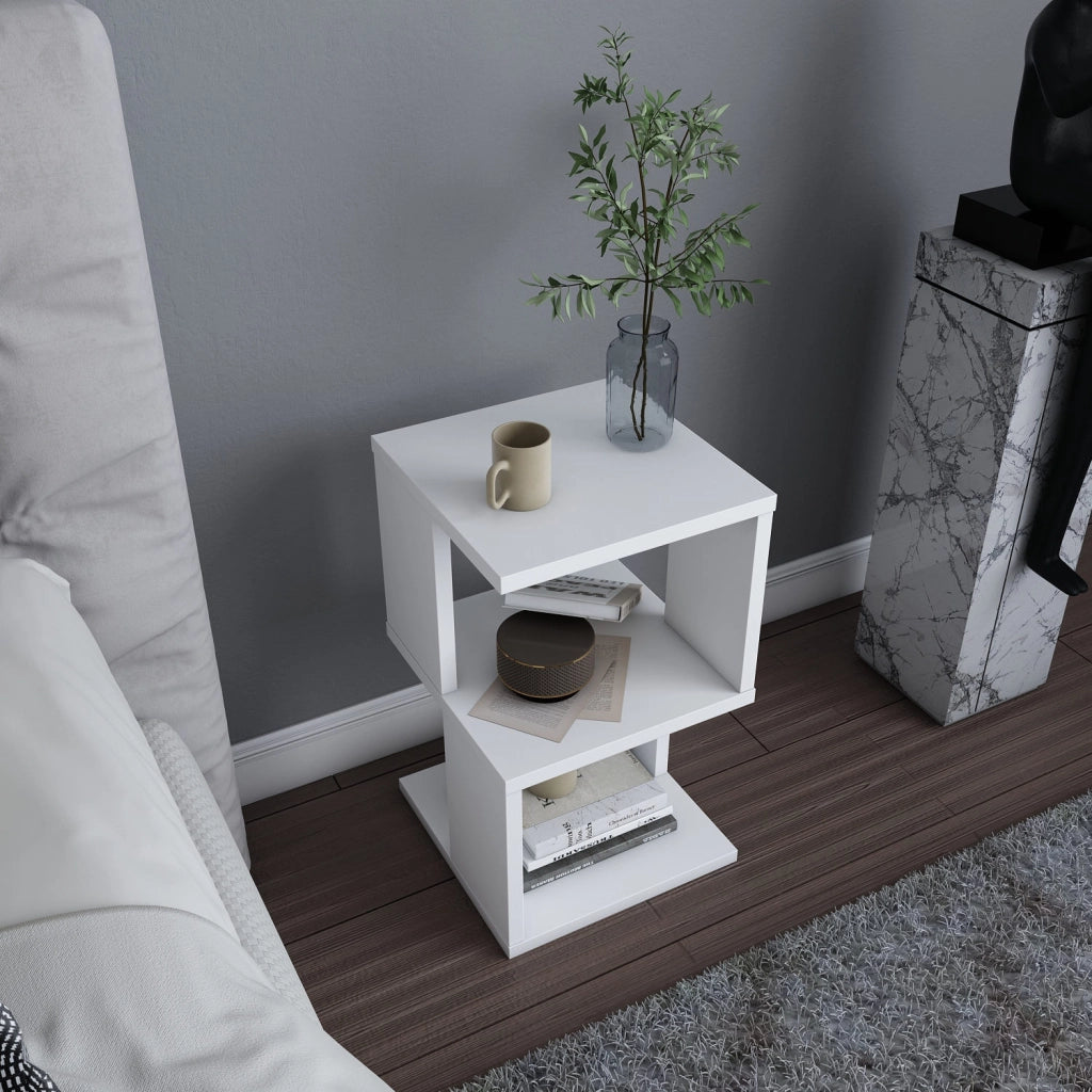 Comodino in legno "Carter" - 30 x 30 x 49 cm - Bianco
