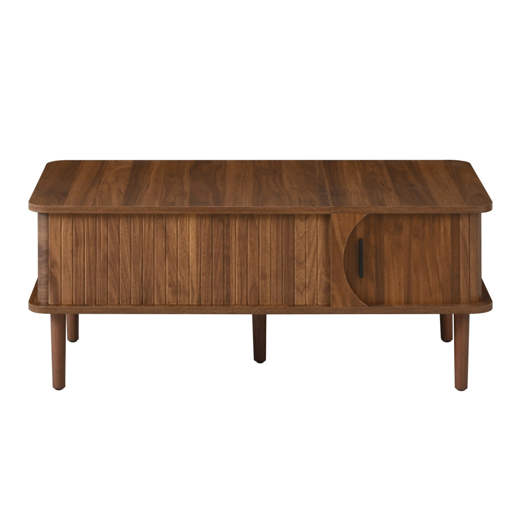 Tavolino da caffè 100x48x55.5 cm con piano sollevabile in MDF noce