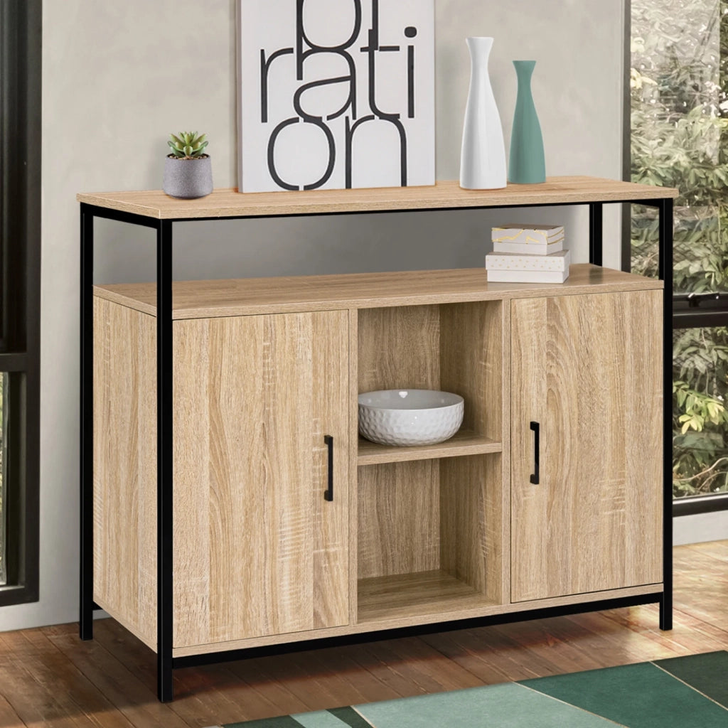 IDMarket - Credenza a 2 ante con ripiano dal design industriale DETROIT