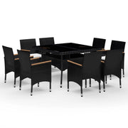 Set da pranzo da esterno da 9 pezzi in vimini di resina nera e legno di acacia 02_0014403