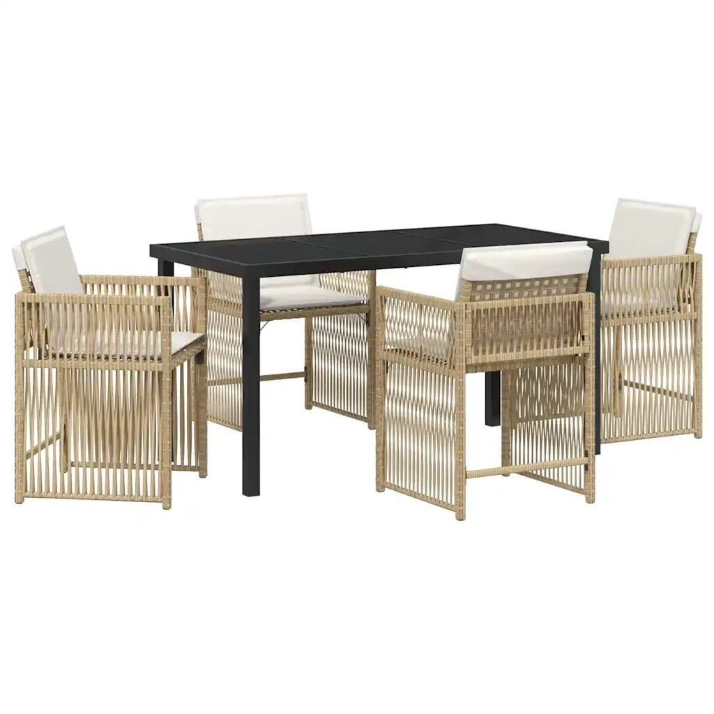 Set da Pranzo per Giardino 5 pcs Beige polyrattan 3380786