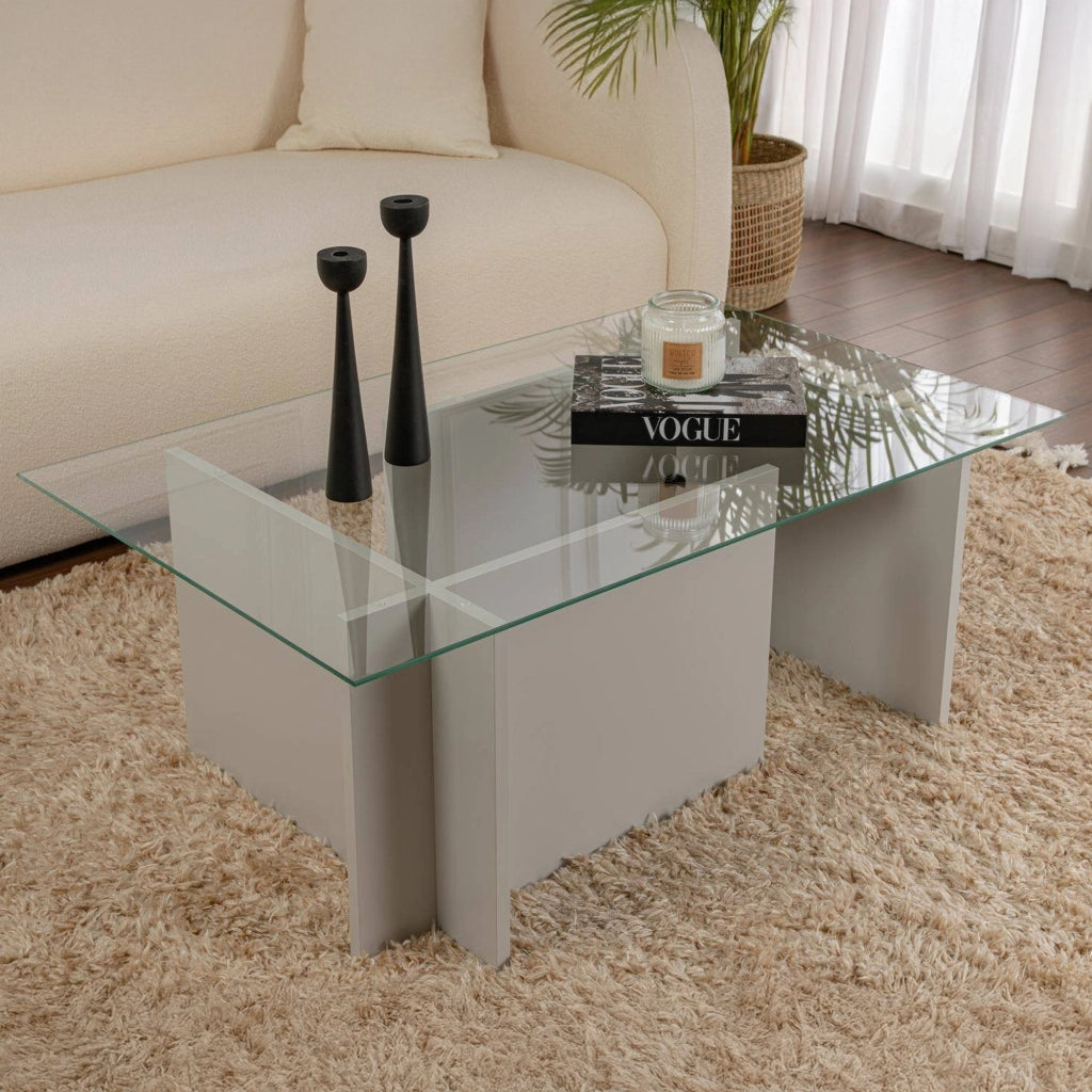 Azriel, Tavolino da Salotto Forma Rettangolare, 105x65x40h cm Grigio