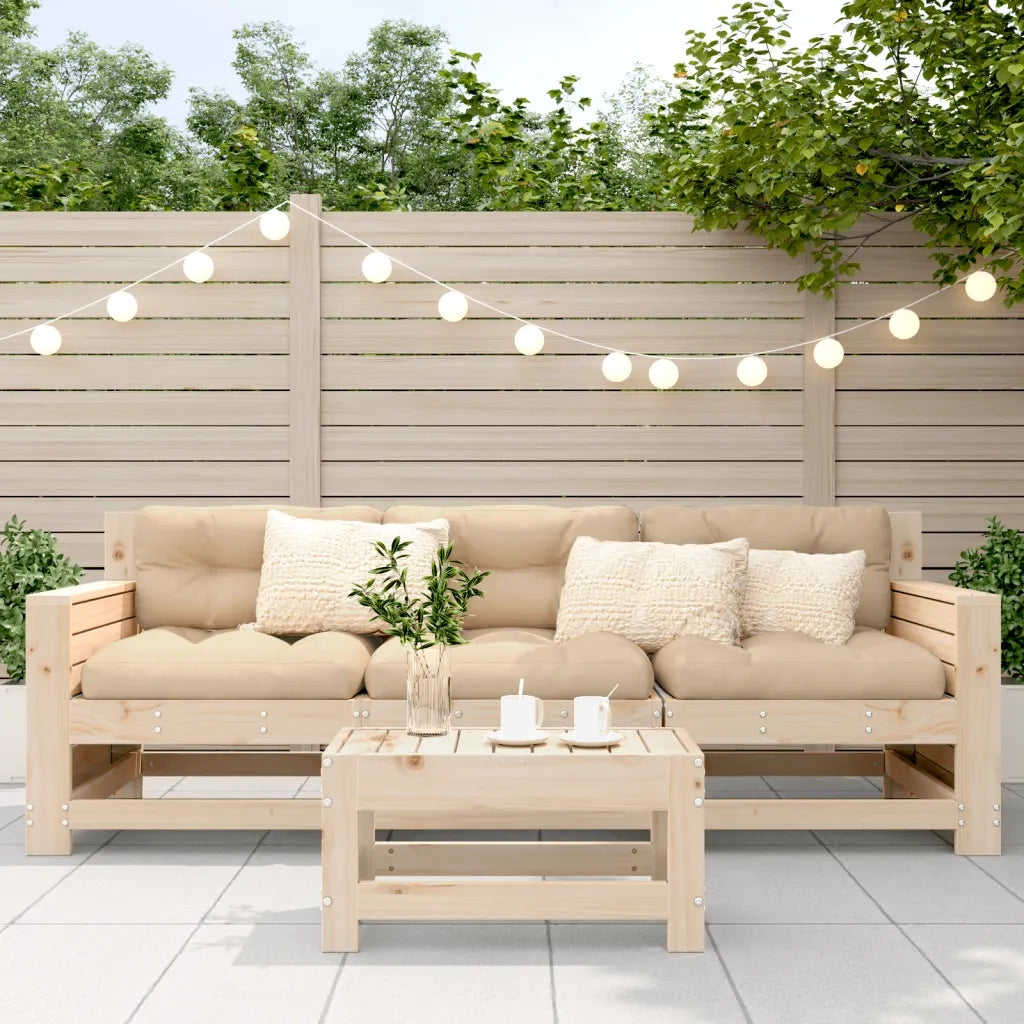 Sedia da giardino-Poggiapiedi da Giardino 62x30x32 cm in Legno Massello di Pino