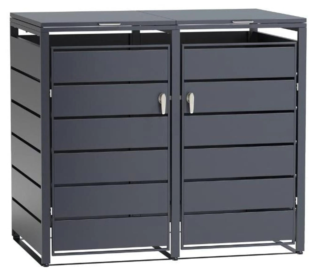 TIMBELA M802-2K Copribidone Spazzatura in Metallo 2 x 240L