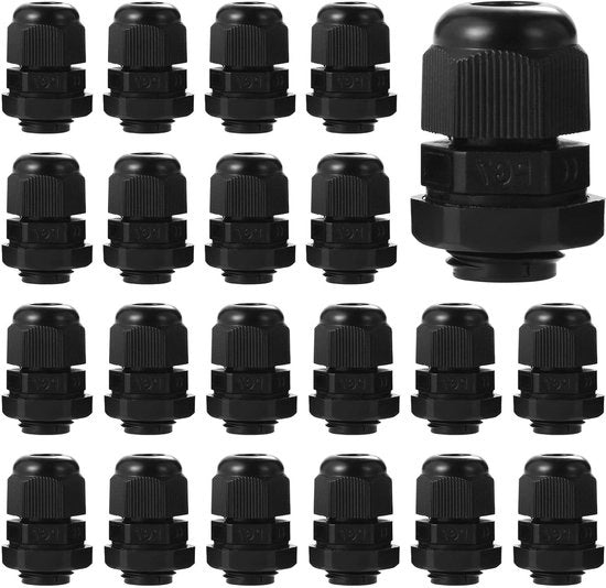 20 pezzi di connettori PG7 a cavi in plastica, idrodiplomatici, 3,5-6,5mm, con avvolgibili e giunti flessibili.