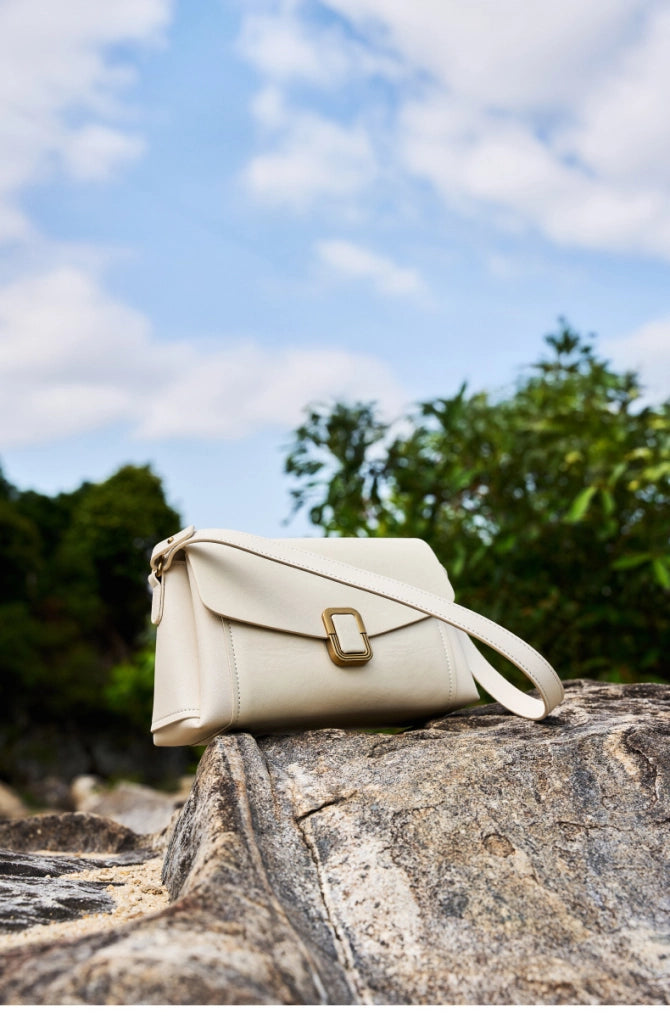 Borsa tote da donna in vera pelle, bianca