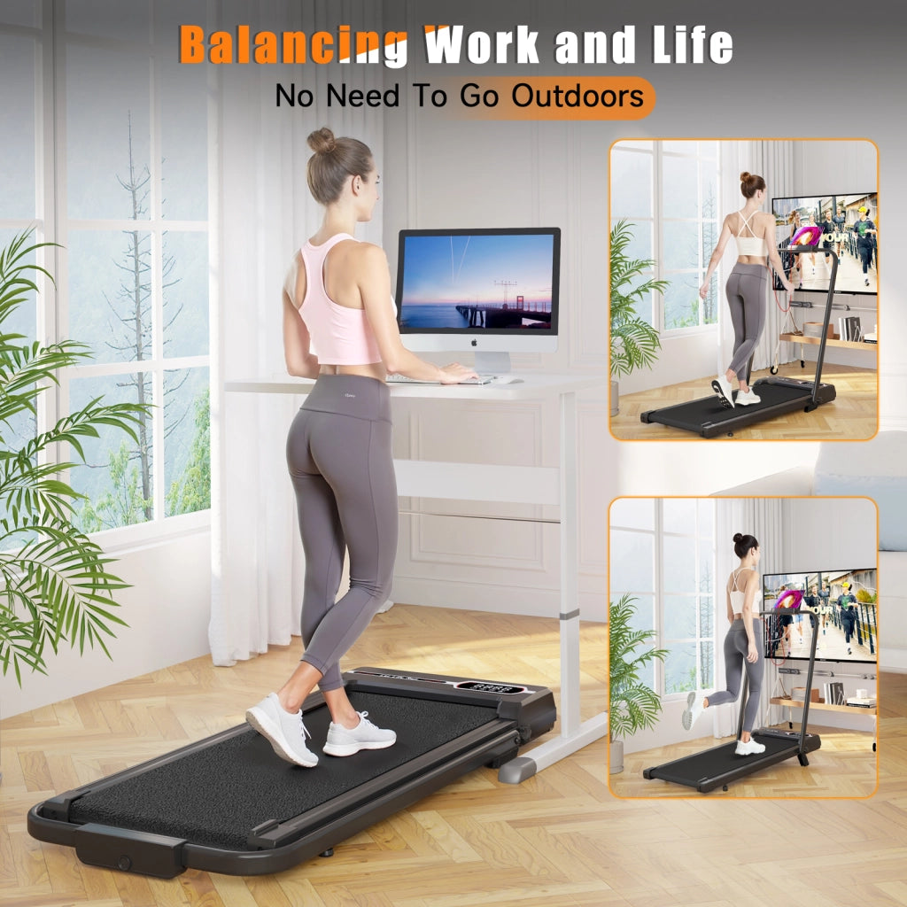 Tapis roulant 3 in 1, tappeto da camminata compatto da 1 a 8 km/h per casa e ufficio con display LED e regolazione dell'inclinazione