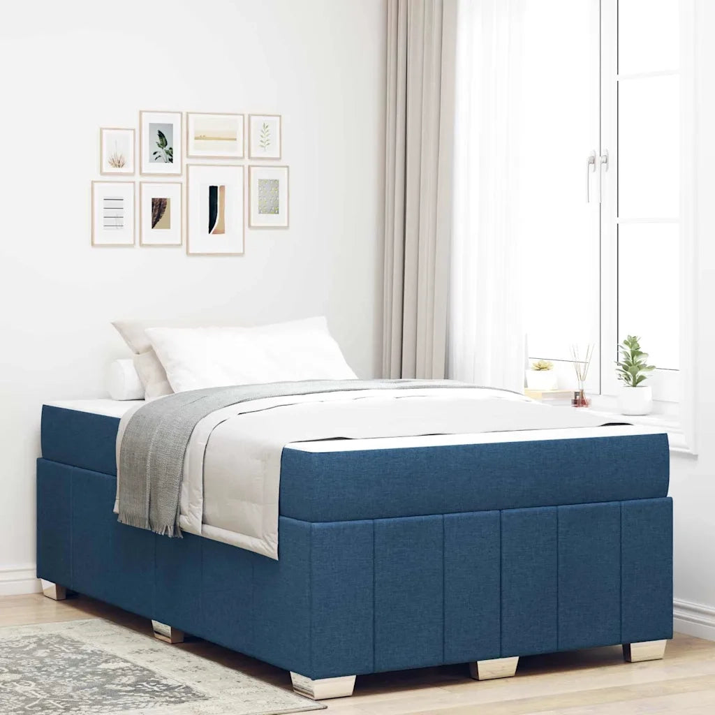Letto matrimoniale | Letto per adulti | Struttura del letto con materasso Blu 120 x 200 cm Tessuto