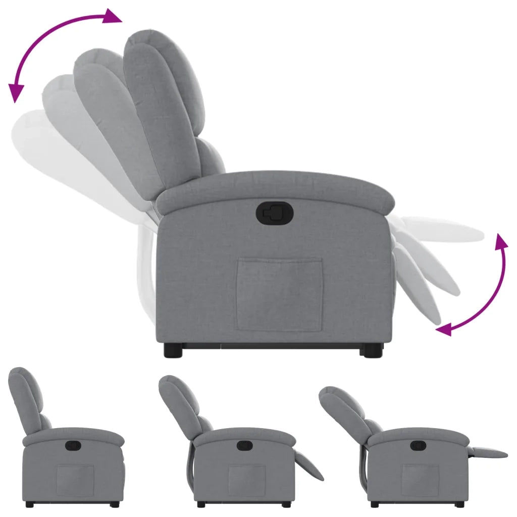 Poltrona Alzapersona Reclinabile Grigio Chiaro in Tessuto 3204164