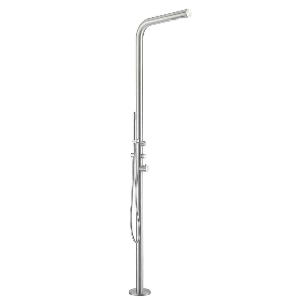 MPC Doccia da piscina inox acciaio inox 316L soffione superiore e doccetta manuale miscelatore acqua calda-fredda fissaggio C-BOX MX1016-INOX MX1016 INOX