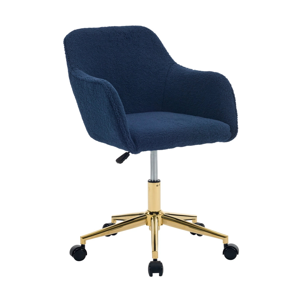 Sedia da ufficio girevole regolabile in altezza 360° con ruote in tessuto Teddy Blu scuro