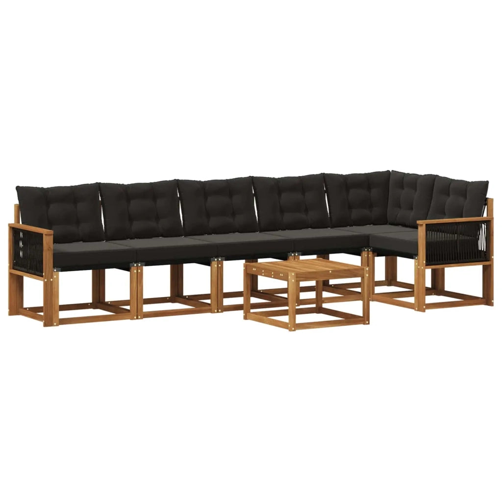 Set di divani da esterno 7 pz Naturale e Nero 3382000